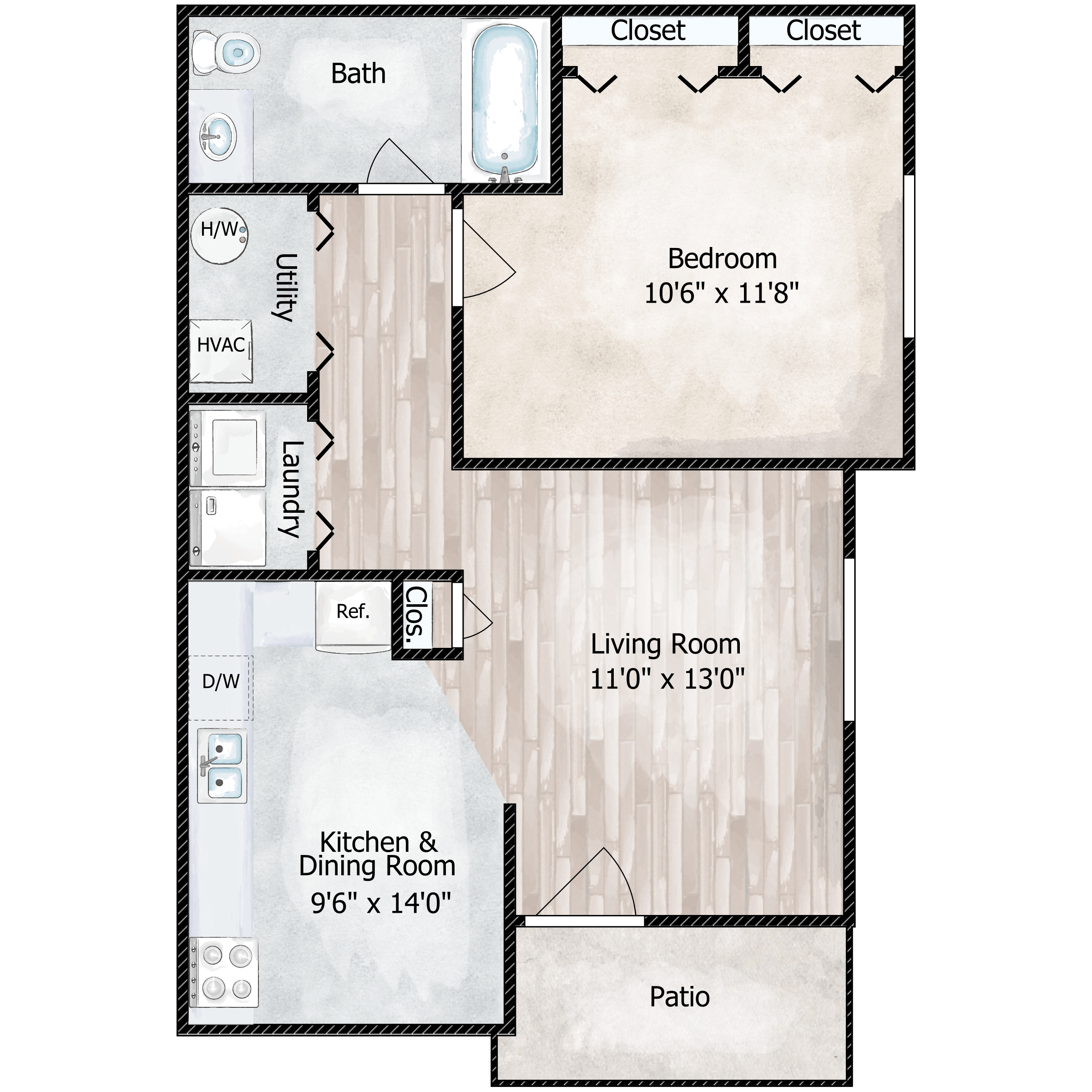 1 bed 1 bath
