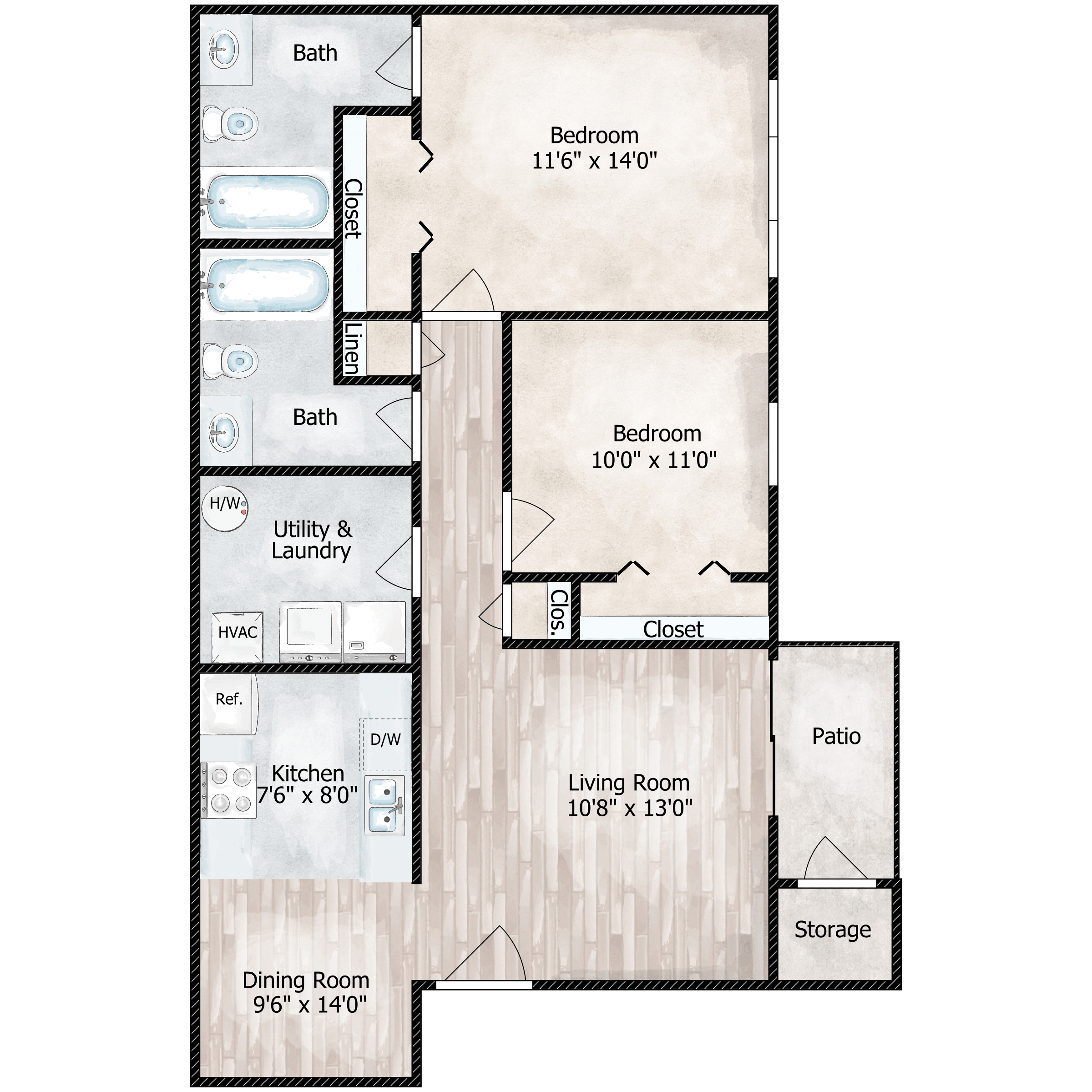 2 bed 2 bath