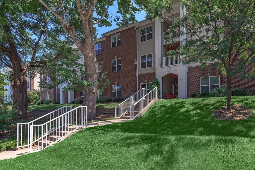 our apartments have a large yard and stairs to the apartments for rent