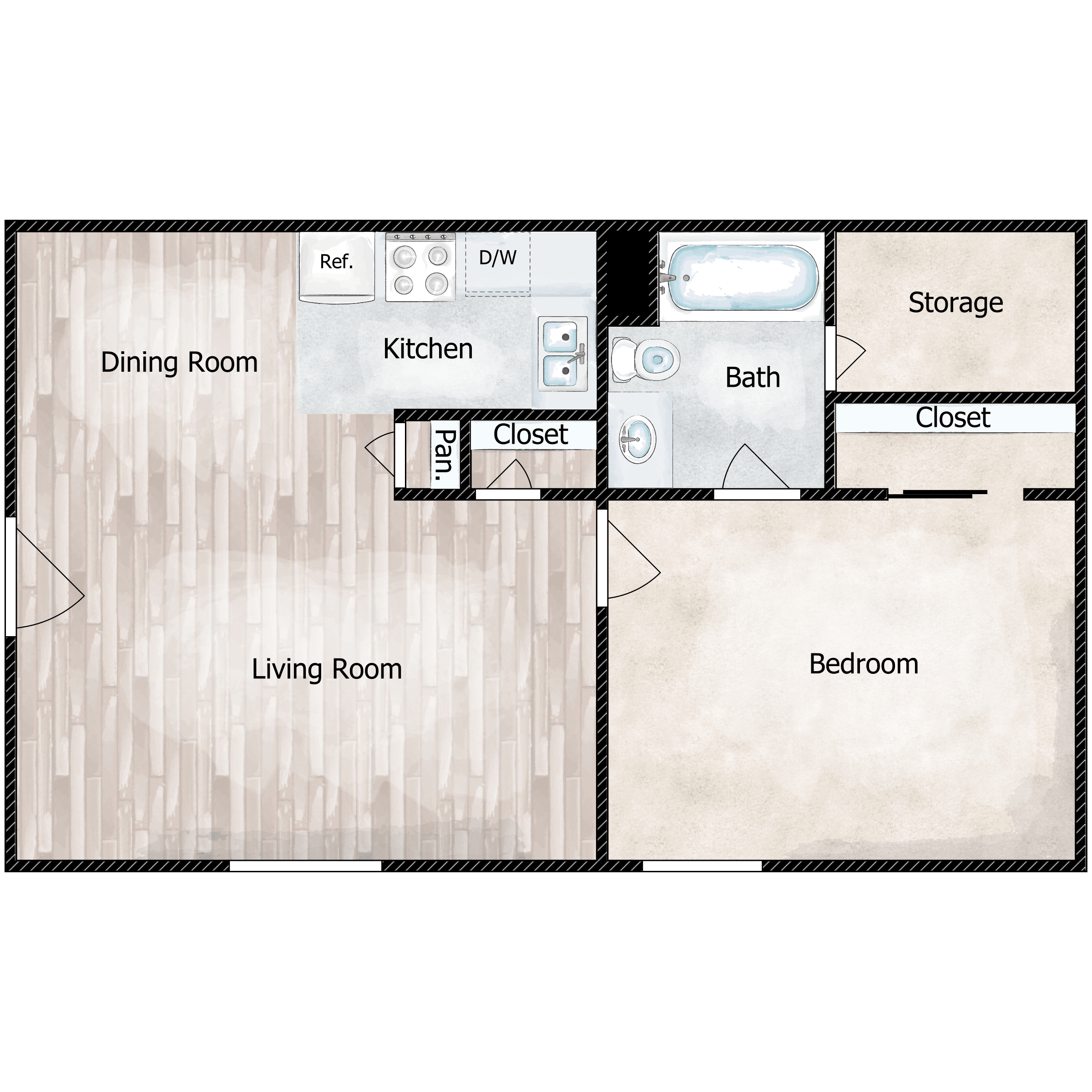 1 bed 1 bath
