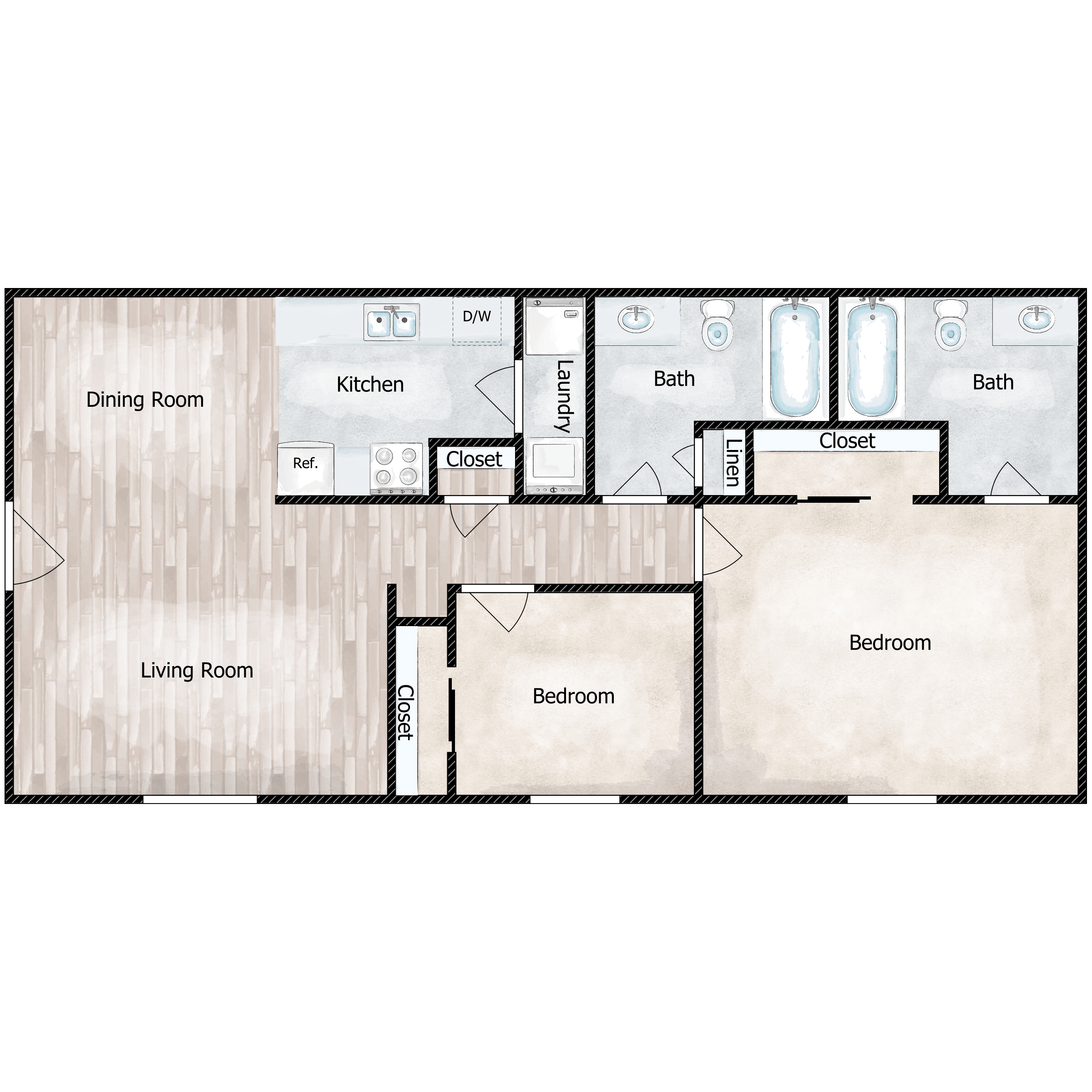 2 bed 2 bath