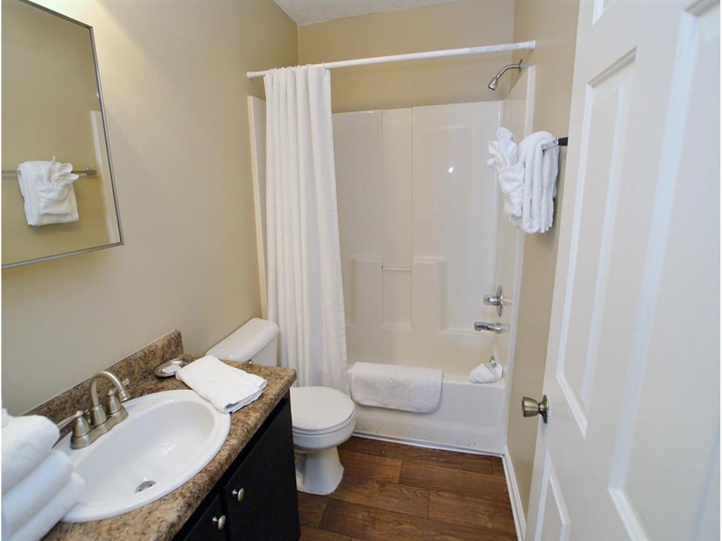 a bathroom with a sink and a toilet and a shower