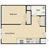 1 bed 1 bath B