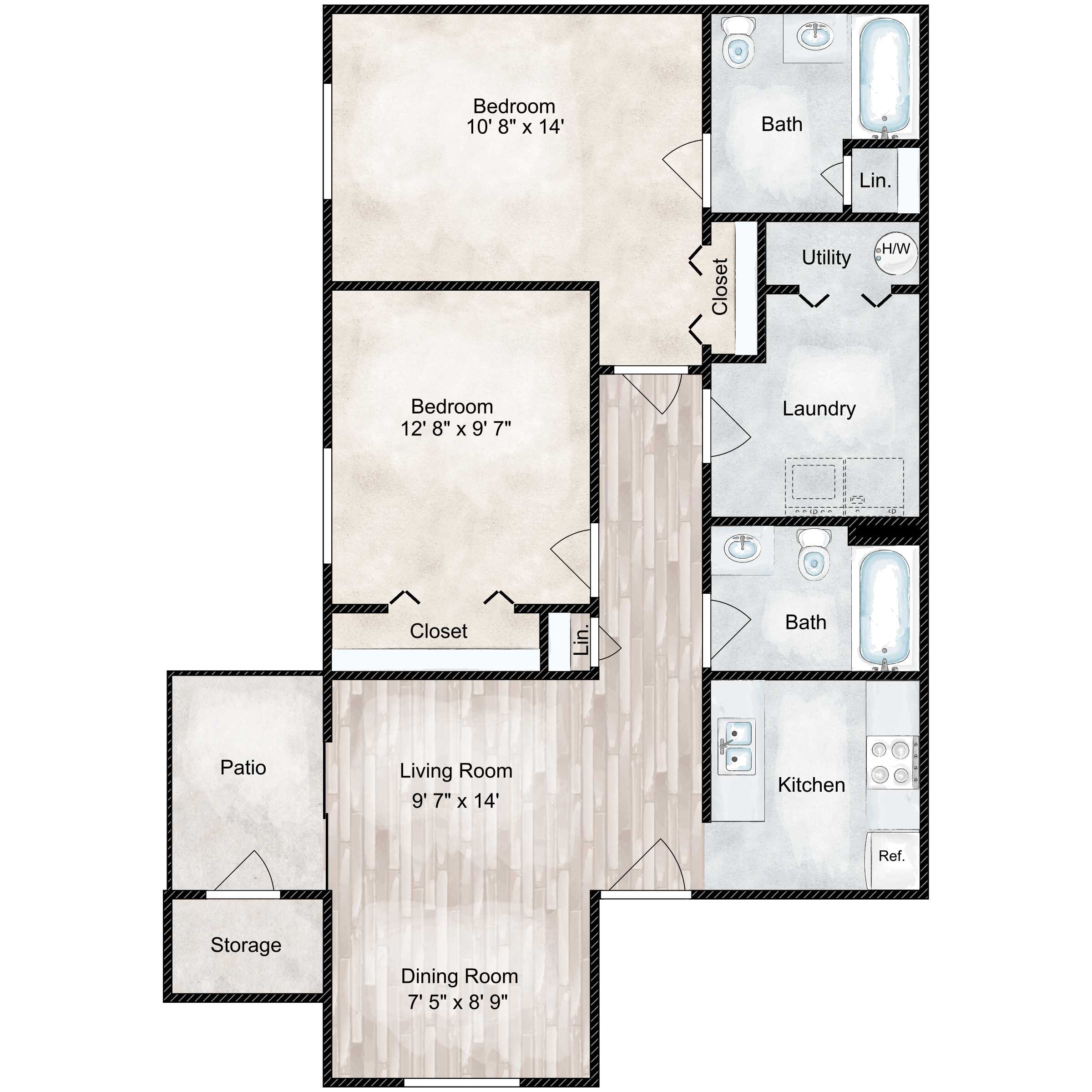 2 Bed 2 Bath B