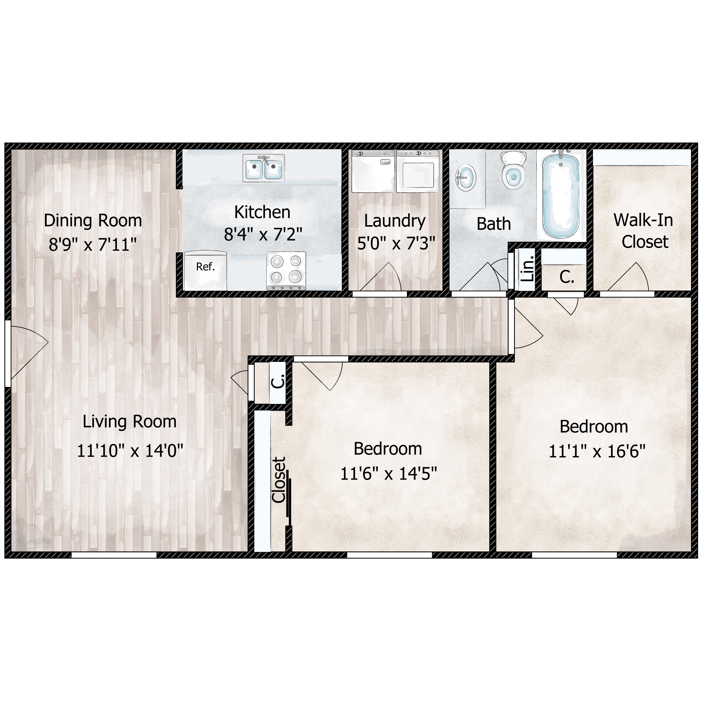 2 Bed 1 Bath