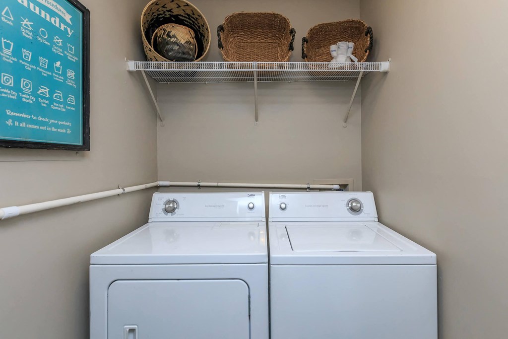 the washer and dryer in the laundry room of a home