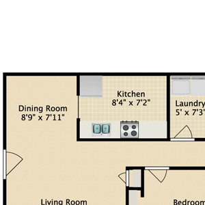 2 Bed 1 Bath