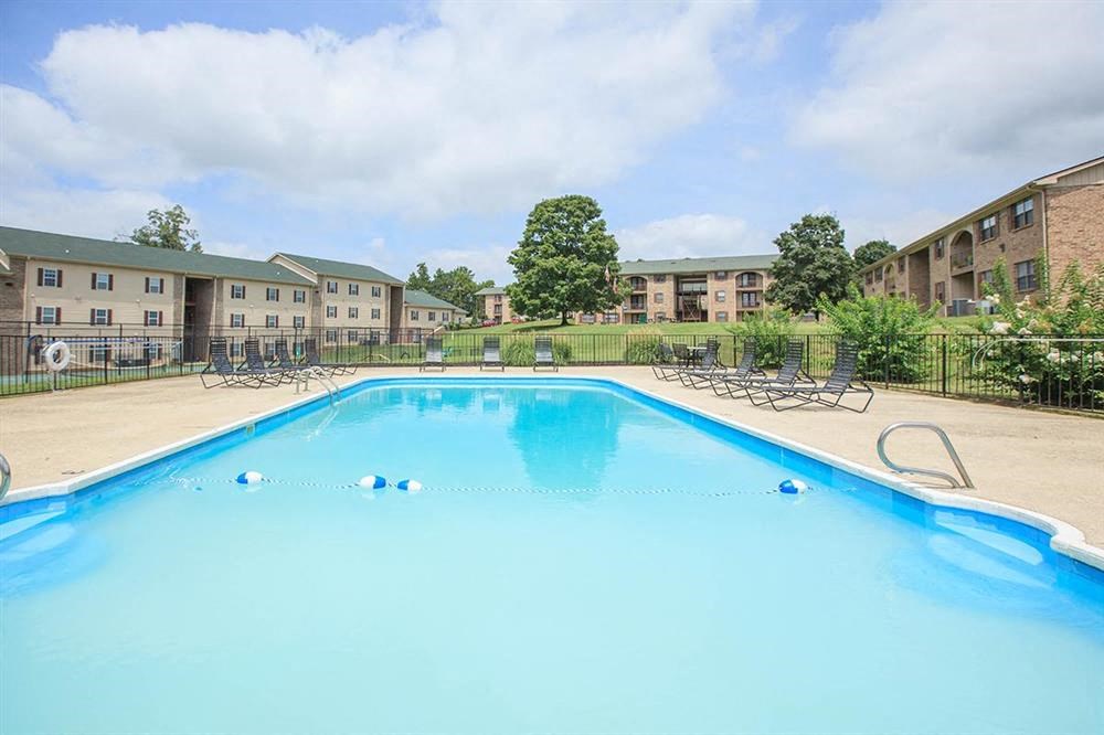 the swimming pool at the apartments for rent
