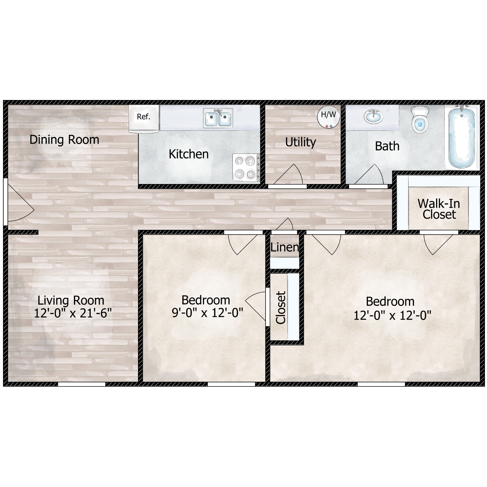2 Bed 1 Bath