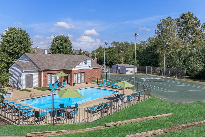 our apartments have a resort style pool and tennis court