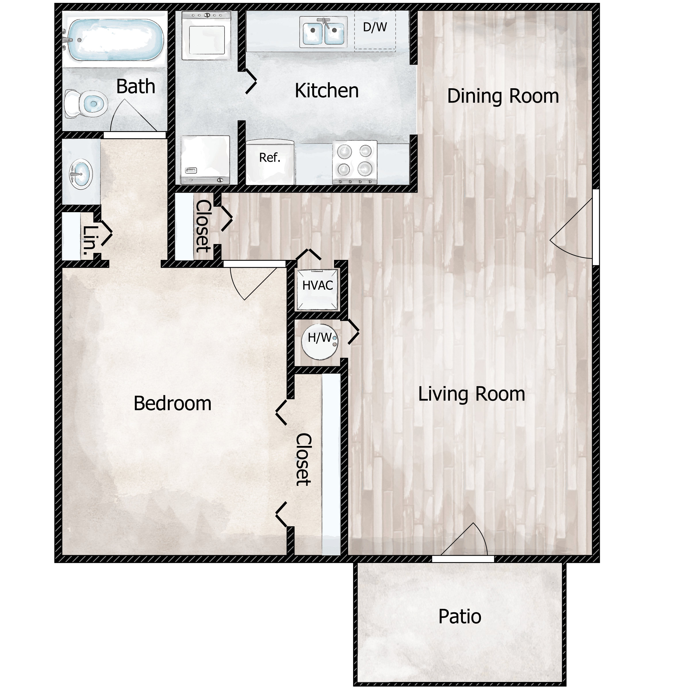 1 BED 1 BATH