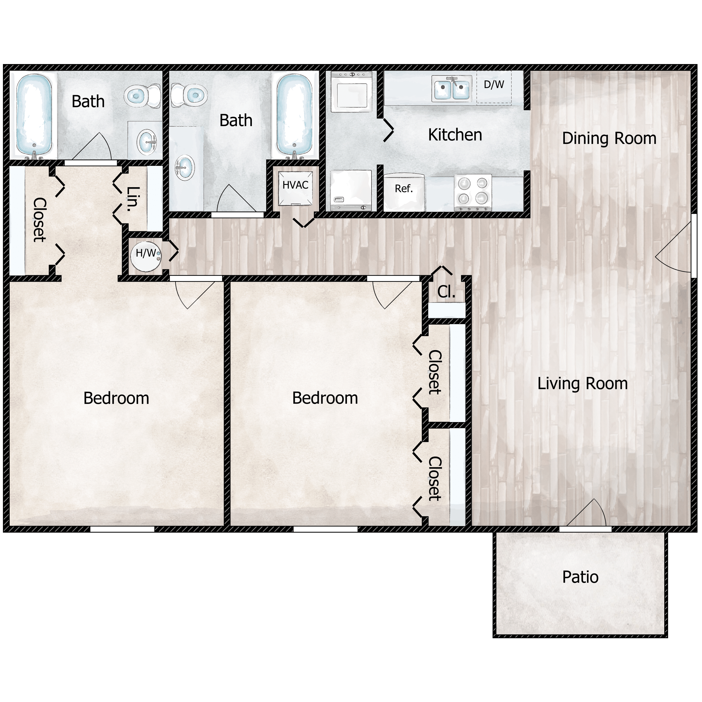2 BED 2 BATH