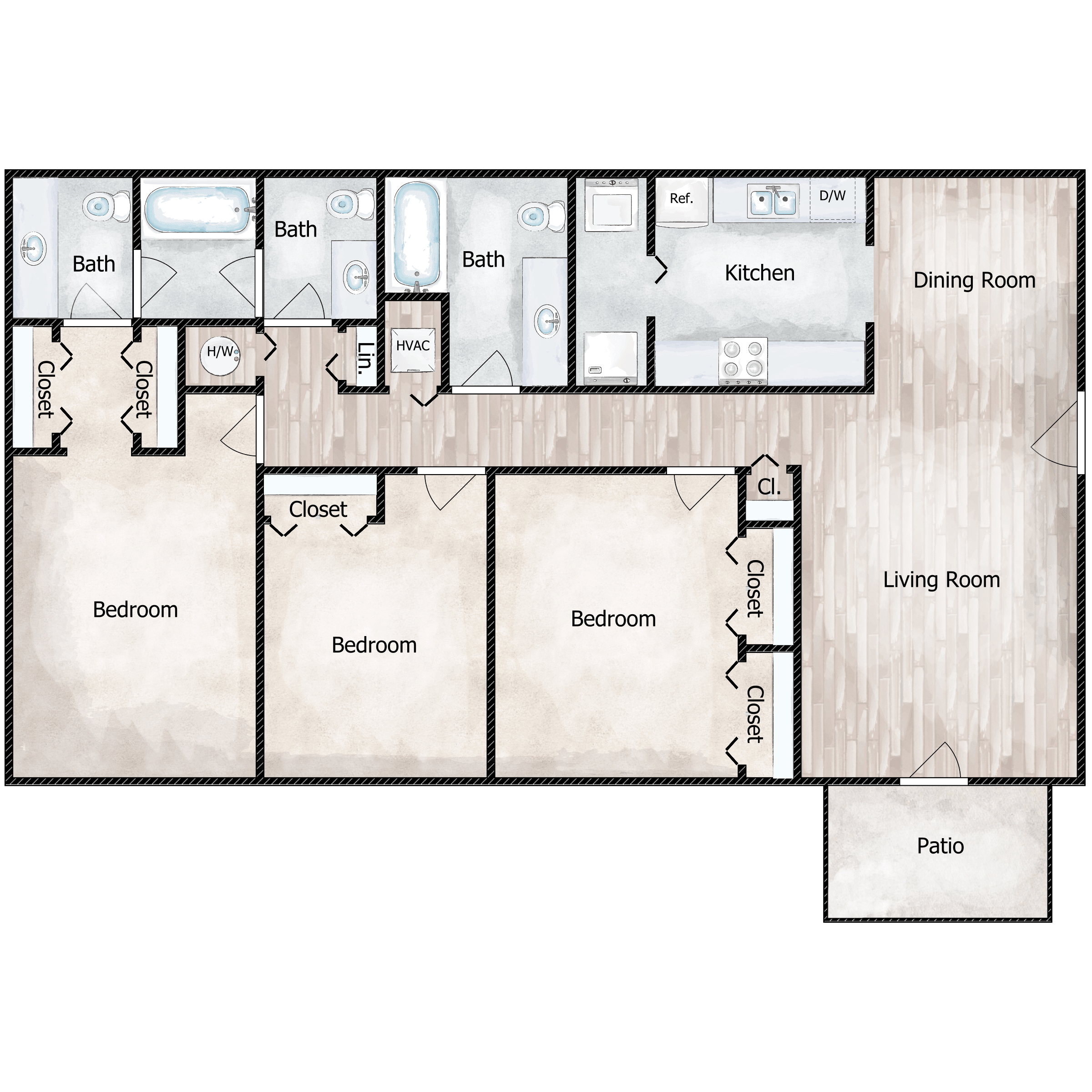 3 BED 2.5 BATH