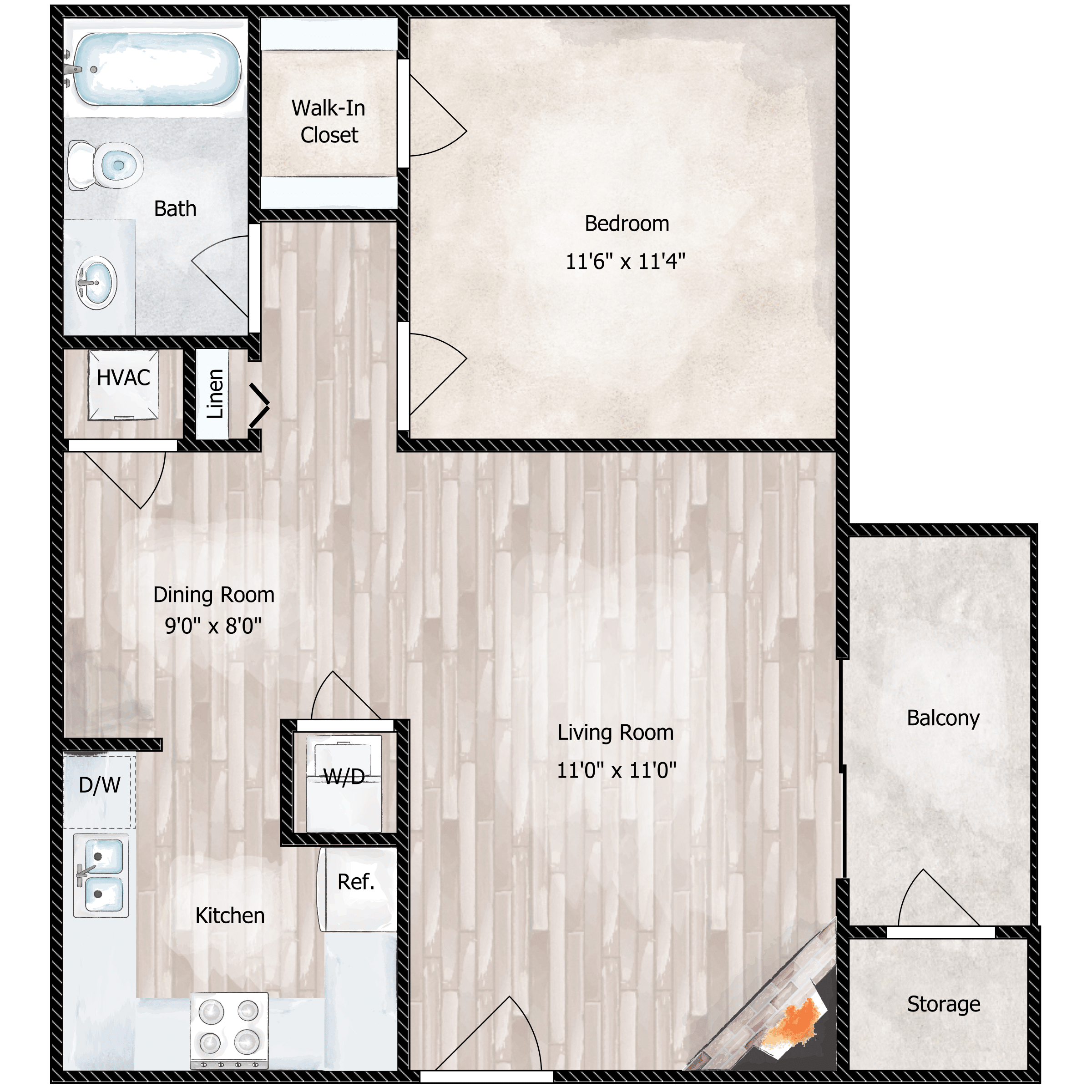 1 Bed 1 Bath