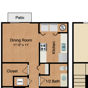 2 Bed 1.5 Bath Townhouse