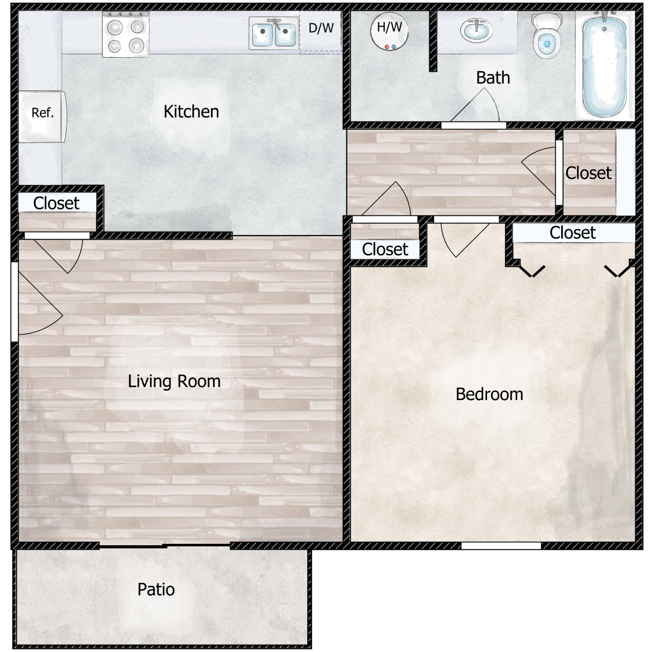 1 Bed 1 Bath