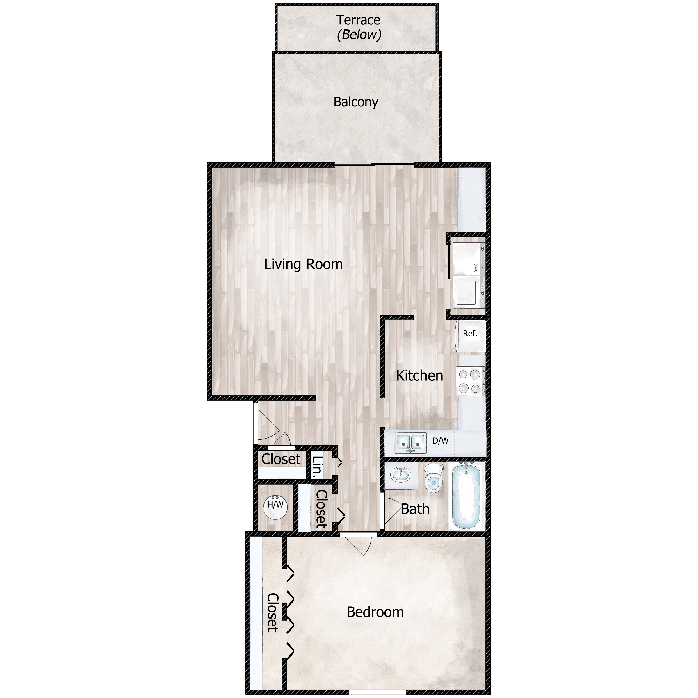 1 BED 1 BATH