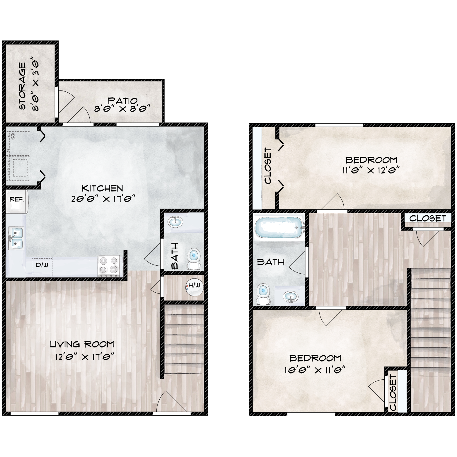 2 BED 1.5 BATH