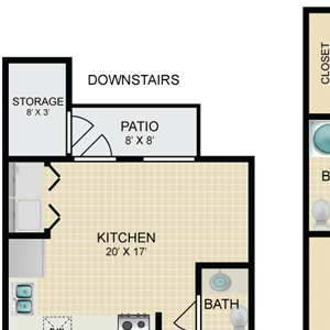 2 BED 1.5 BATH