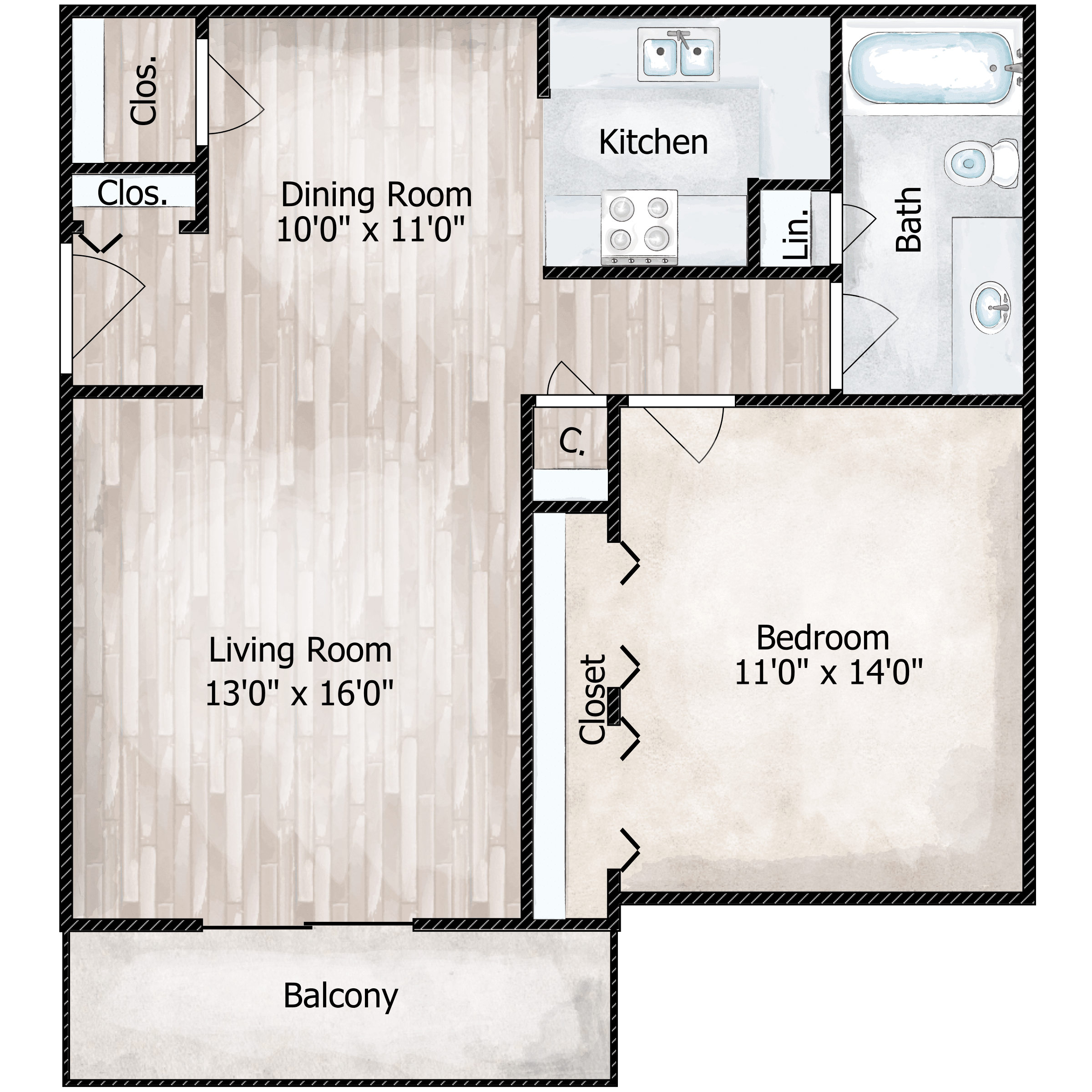 1 BED 1 BATH