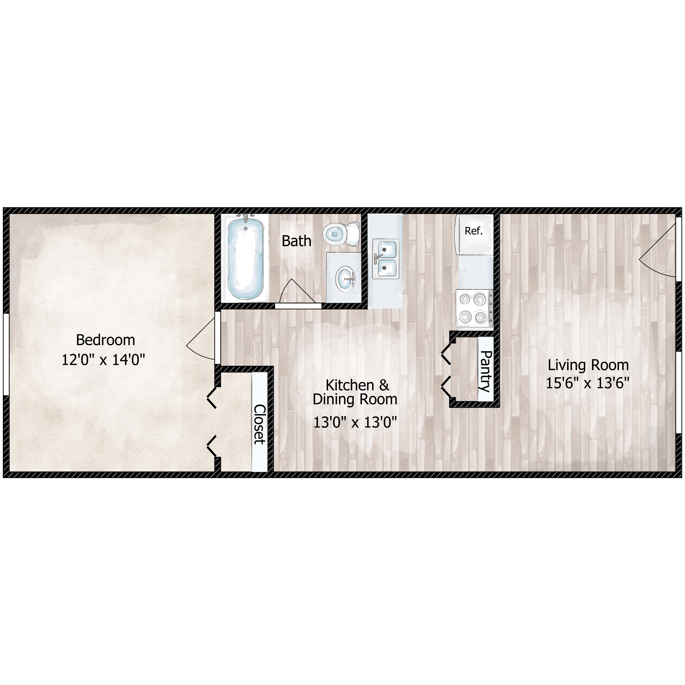 1 BED 1 BATH