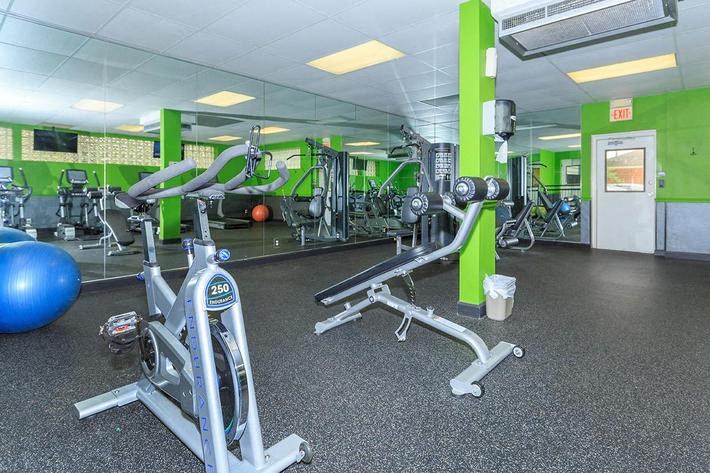a gym with weights and other exercise equipment