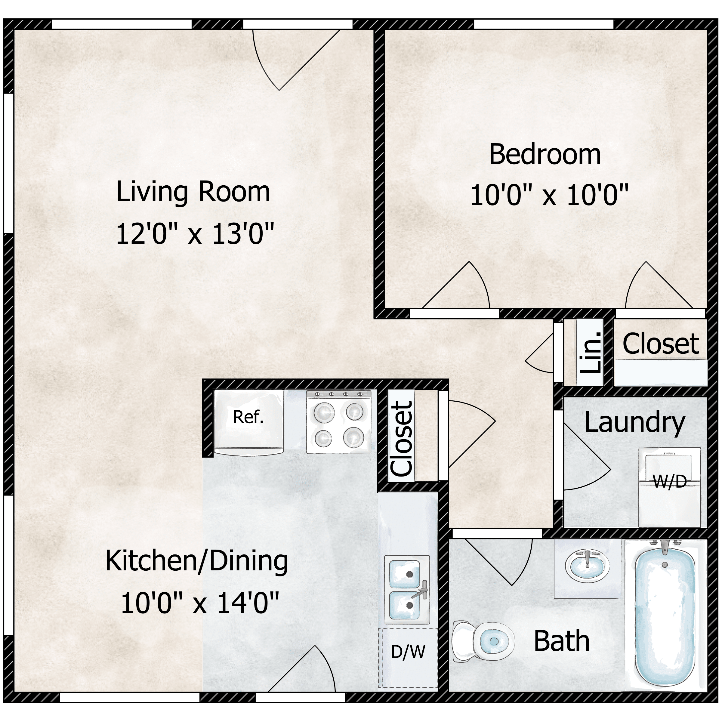 1 BED 1 BATH