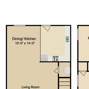 2 BED 1 BATH - TOWNHOUSE