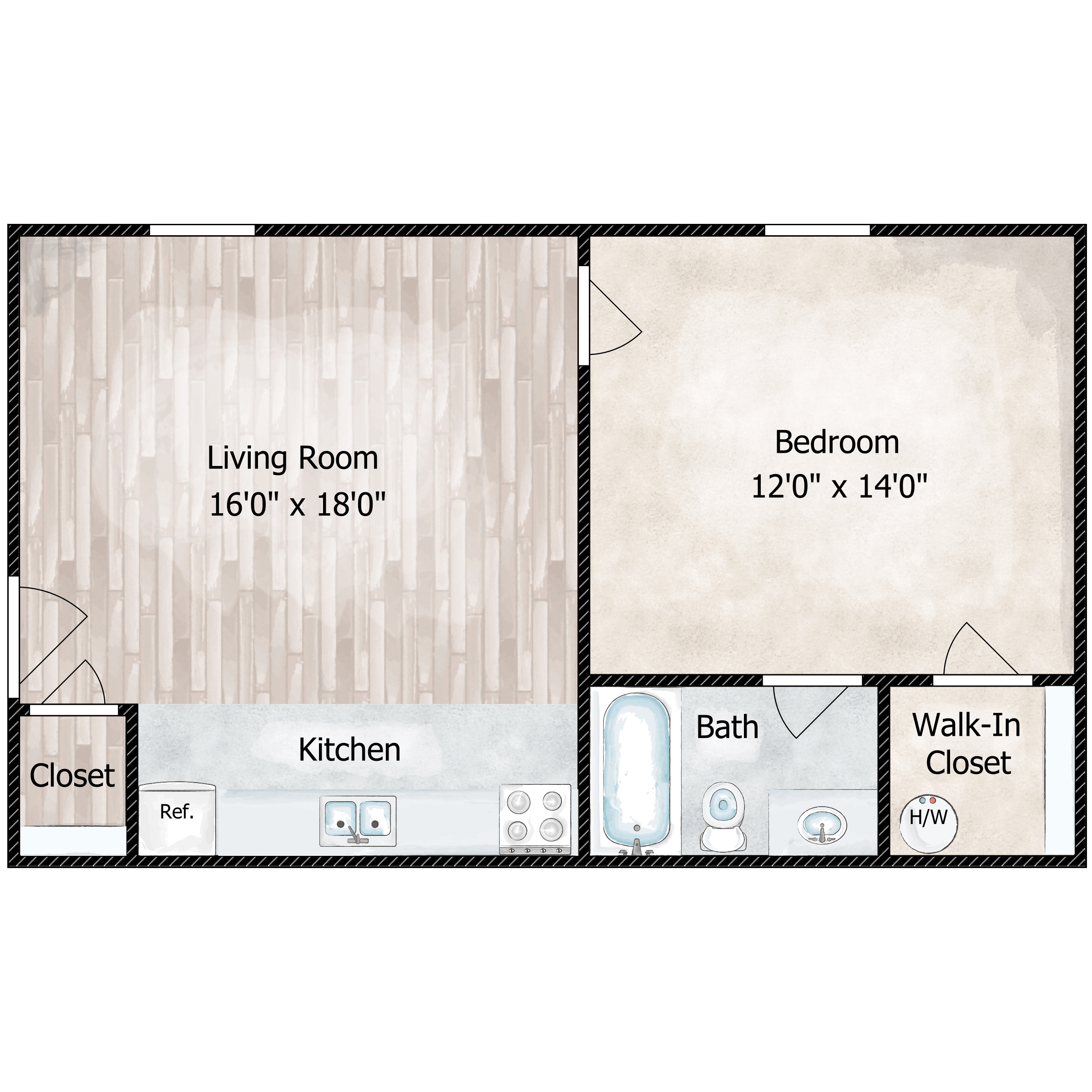 1 BED 1 BATH