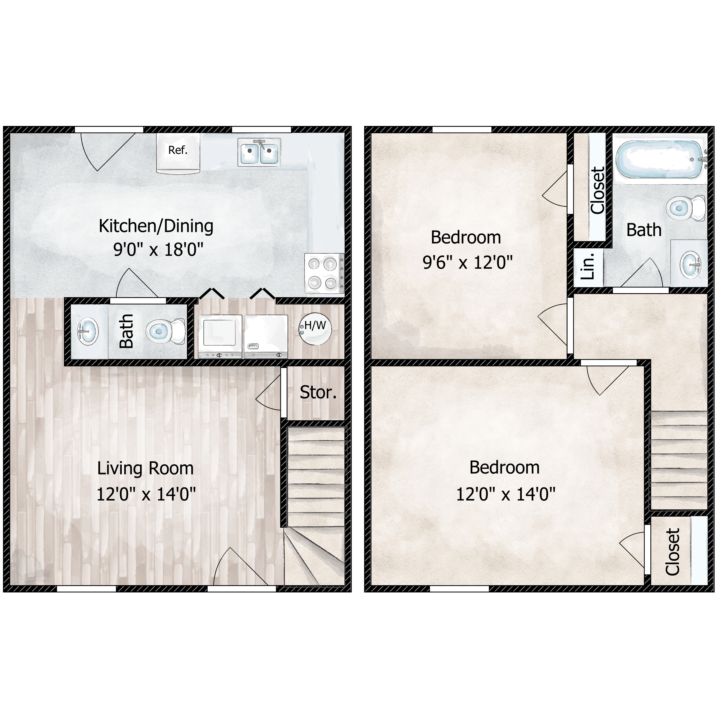 2 BED 1.5 BATH
