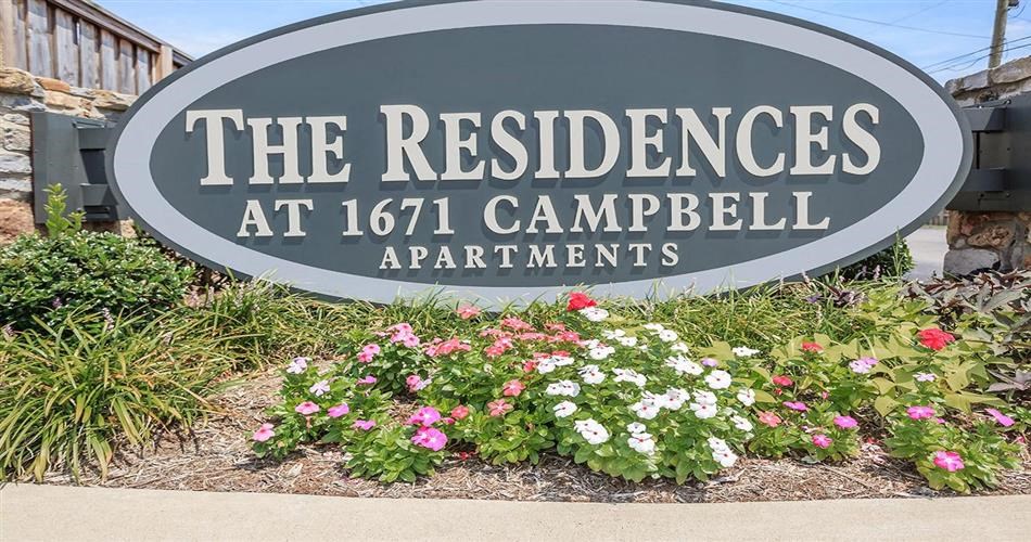 a sign for the residents at 1661 campbell apartments