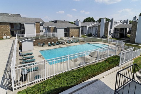 our apartments have a large pool with lounge chairs