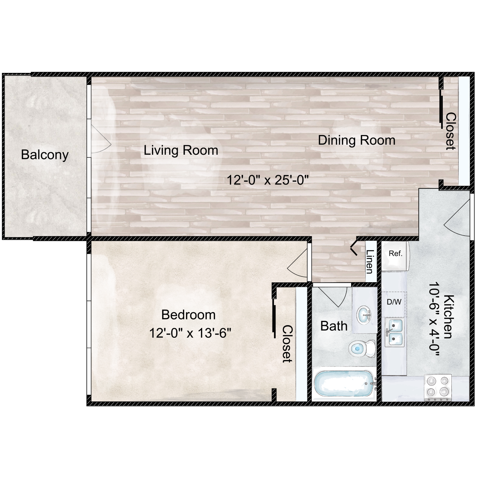 1 BED 1 BATH