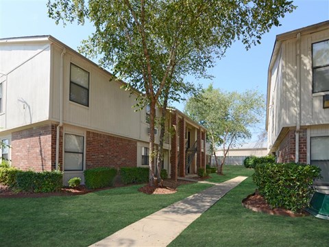 our apartments are equipped with a walkway and grass