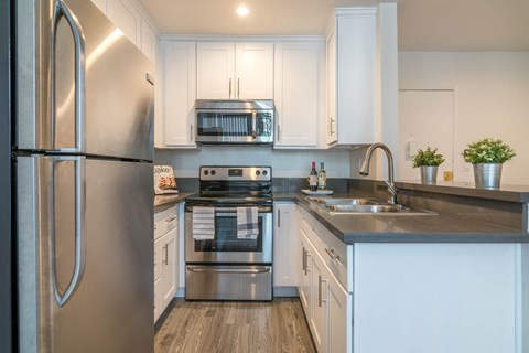 Kitchen with new counters and appliances