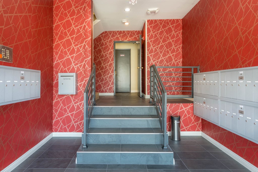 Interior lobby with mailboxes