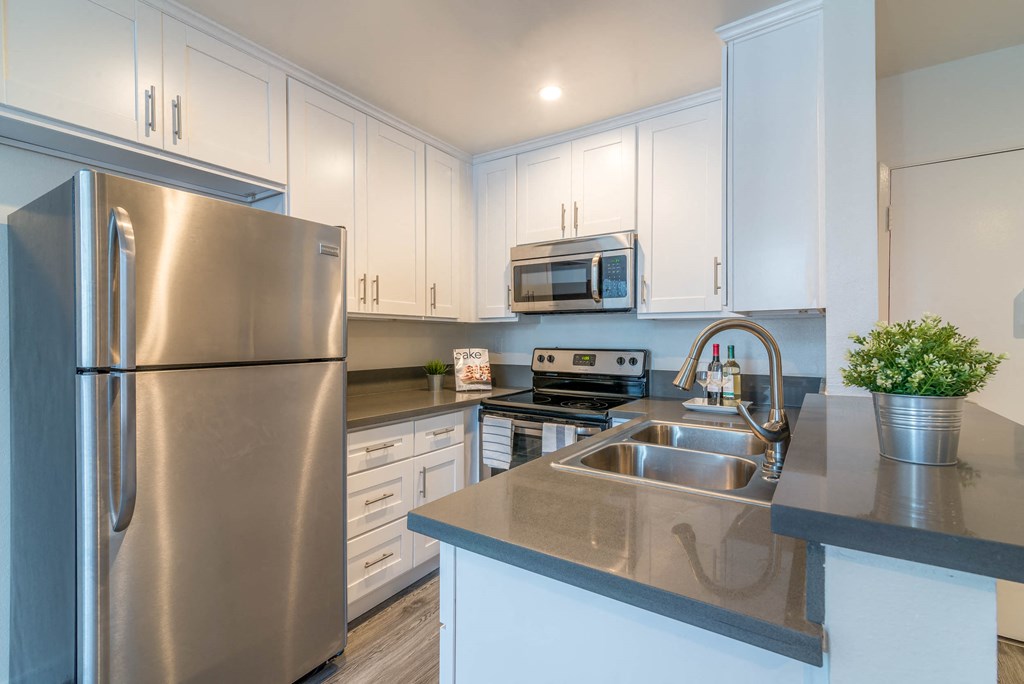Kitchen with new counters and appliances