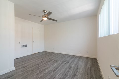 Bedroom with large windows