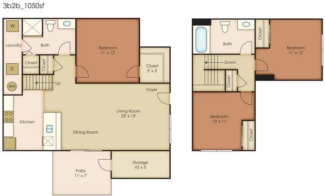 Floorplan Floorplan at Paseo Del Sol Townhomes, 6280 S. Campbell Avenue, Tucson, AZ