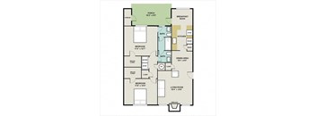 THE GARDENIA Floor Plan at Huntington Apartments, Morrisville