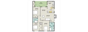 THE MALLARD Floor Plan at Huntington Apartments, Morrisville, 27560