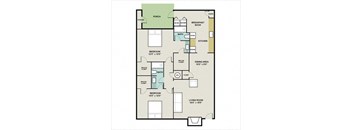 THE MAPLE Floor Plan at Huntington Apartments, Morrisville, NC, 27560