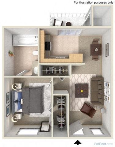 Floorplan Floorplan at Fountain Plaza Apartments, AZ, 85712