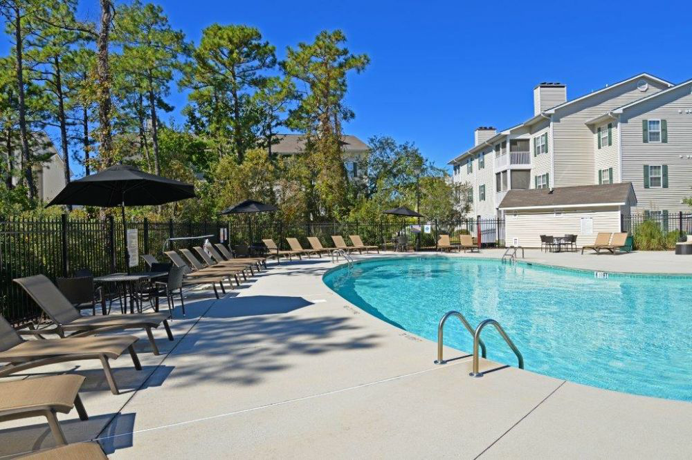 the swimming pool at the apartments for rent