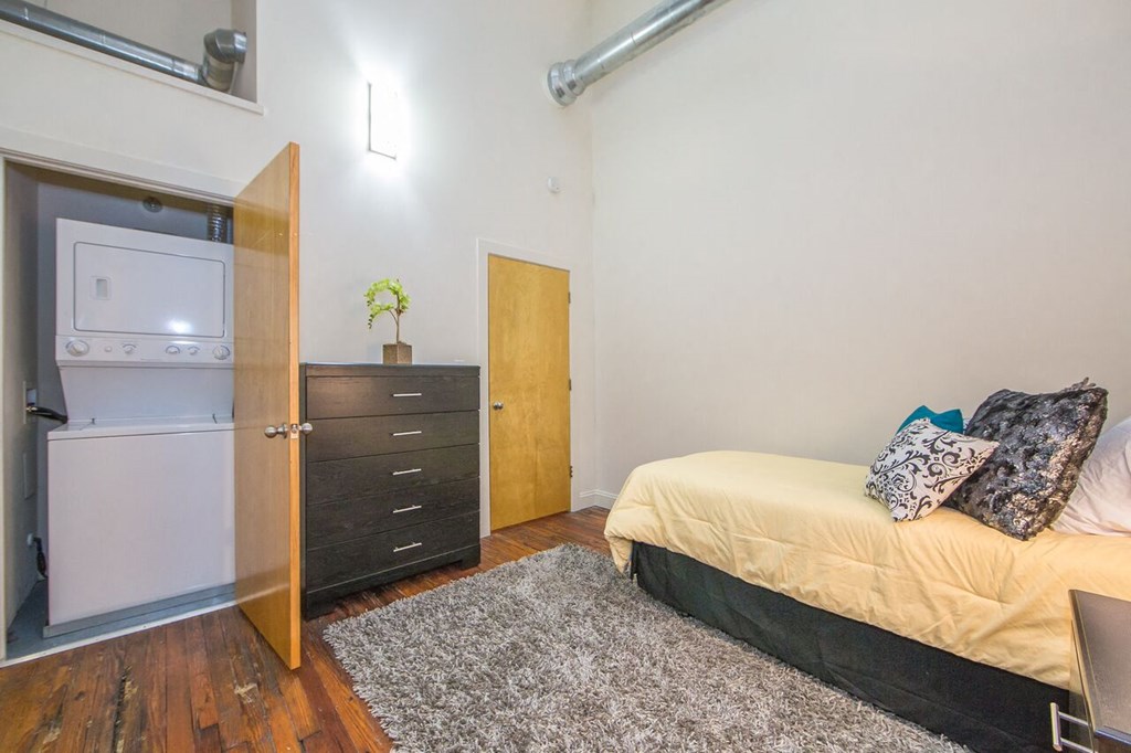 Bedroom One with Laundry in Iron House Apartments in Richmond VA