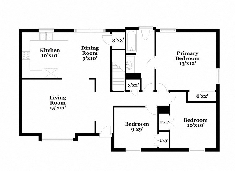 a floor plan of a house with a living room and a dining room
