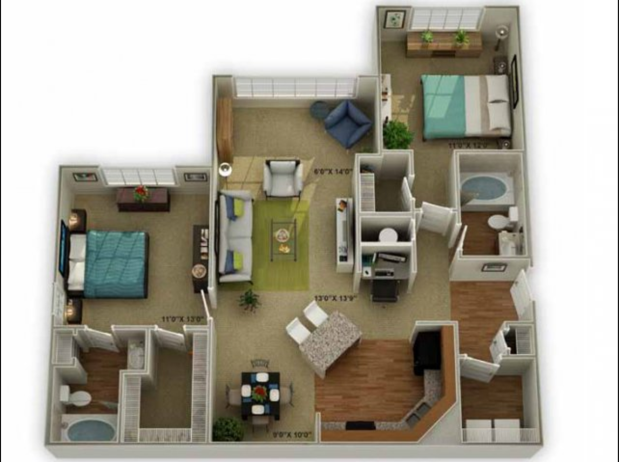 BrookstoneSun6 Legends at Oak Grove Apartment Homes Knoxville, TN 37918 Brookstone with Sunroom 2br 2ba floor plan