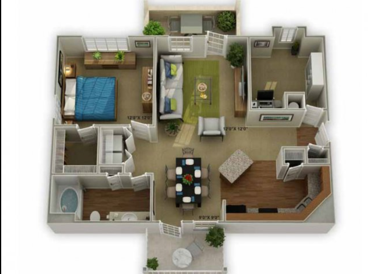 Carriage5 Legends at Oak Grove Apartment Homes Knoxville, TN 37918 Carriage with garage 1br 1ba floor plan