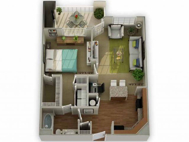 Meadowview6 Legends at Oak Grove Apartment Homes Knoxville, TN 37918 Meadowview 1br 1ba floor plan