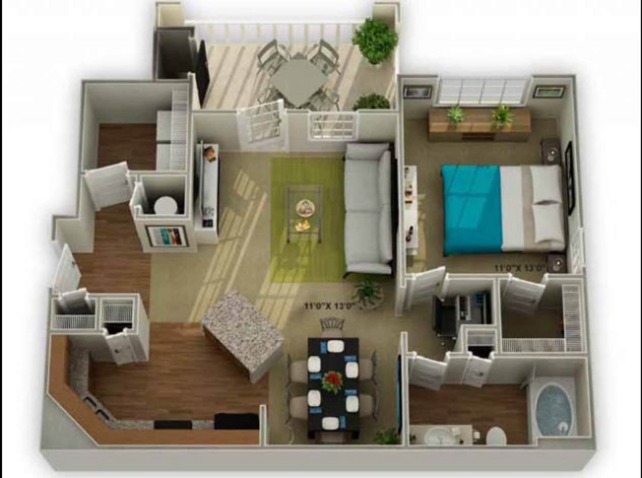 Oakwood6 Legends at Oak Grove Apartment Homes Knoxville, TN 37918 Oakwood 1br 1ba floor plan